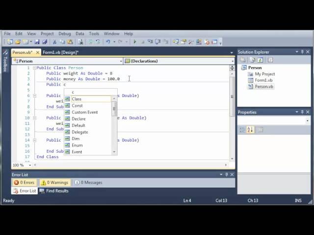 Visual Basic Tutorial - 91 - Introduction To Classes