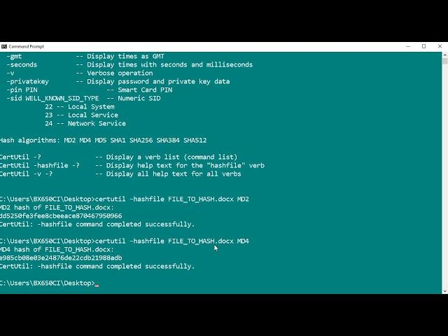Generate MD5/SHA1/SHA256 Hash Windows Command Line