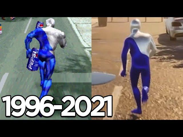 The Evolution of PEPSIMAN Appearances In Games (1996-2021)