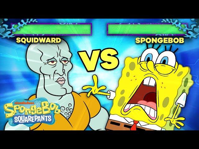 SpongeBob and Squidward Face Off in Battle!  SpongeBob SquareOff