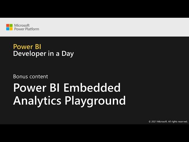 Power BI Embedded Analytics Playground | Power BI Developer in a Day