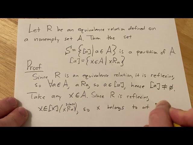 Important Math Proof: The Set of Equivalence Classes Partition a Set