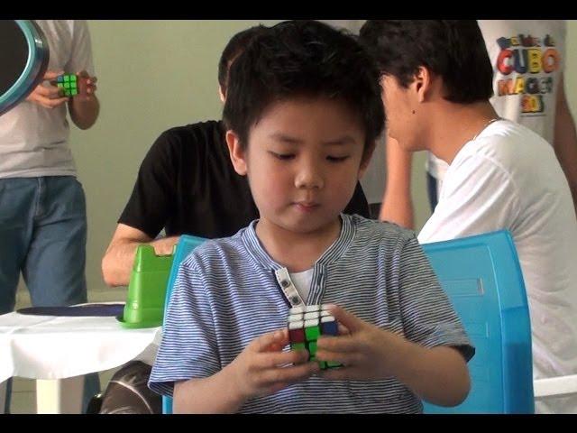 Chan Hong Lik 5 yrs old solves rubik's cube 13.36 sec