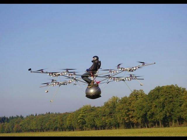 World's first manned flight with an electric multicopter