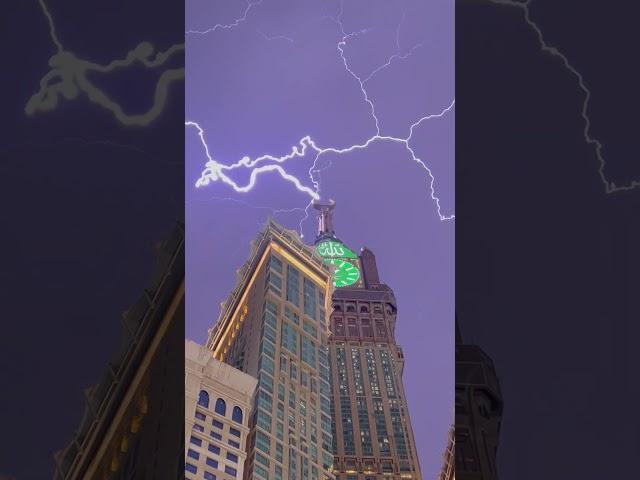 Lightening Makkah Clock Tower 22-Aug2023
