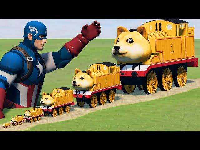 Big & Small Doge the Tank Engine vs Captain America PUNCH | BeamNG.Drive