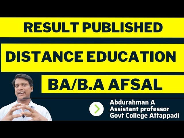 BA/B.A Afsal/Result Published/Calicut University/Distance Education/5th Semester