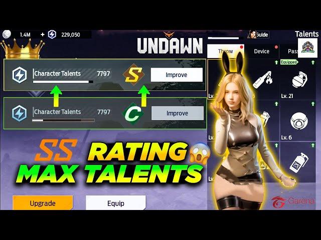 UNDAWN TALENT SS RATING MAX- Garena UNDAWN | Undawn level 120 | undawn max Rating