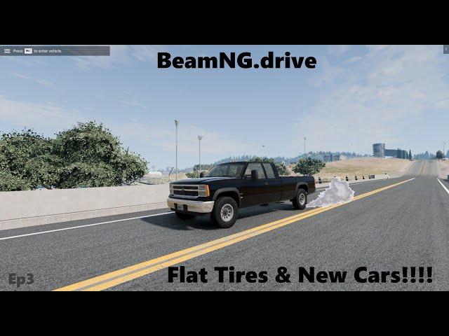 Flat Tires And Crashed Cars! - BeamNG.drive Ep3