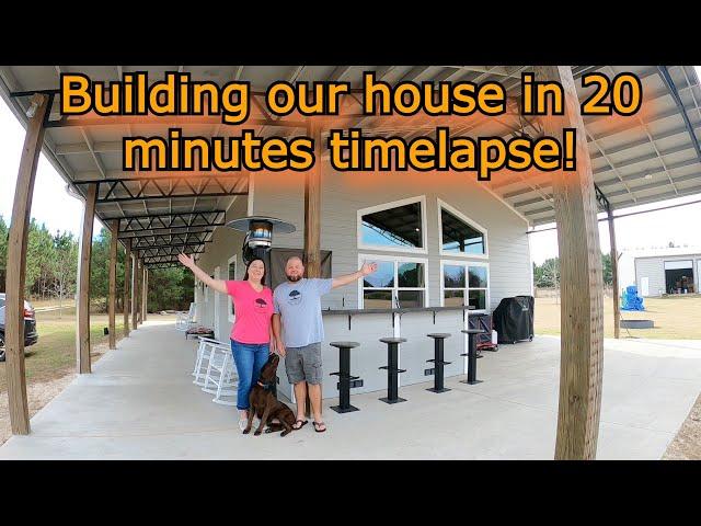 Building our house with NO experience in 20 minutes! TIMELAPSE! #barndo #barndominium #718
