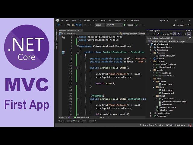 Create Your First ASP.NET Core MVC Application using Visual Studio | Models Views and Controllers