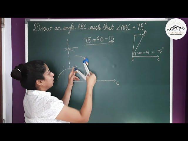 How to draw 75° angle using compass