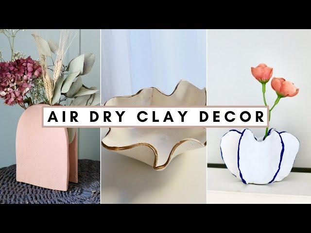 DIY air dry clay decor!  | Ruffled bowl & modern vases