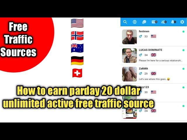 How to earn parday 20 dollar  unlimited active free traffic source