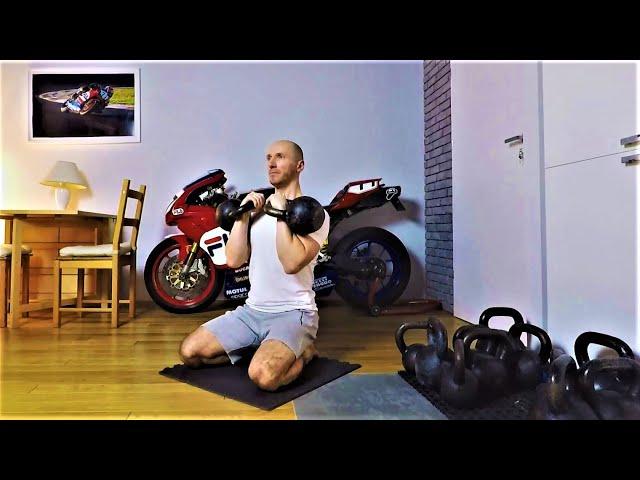 Kettlebell "Sitting Thruster" side to side variant