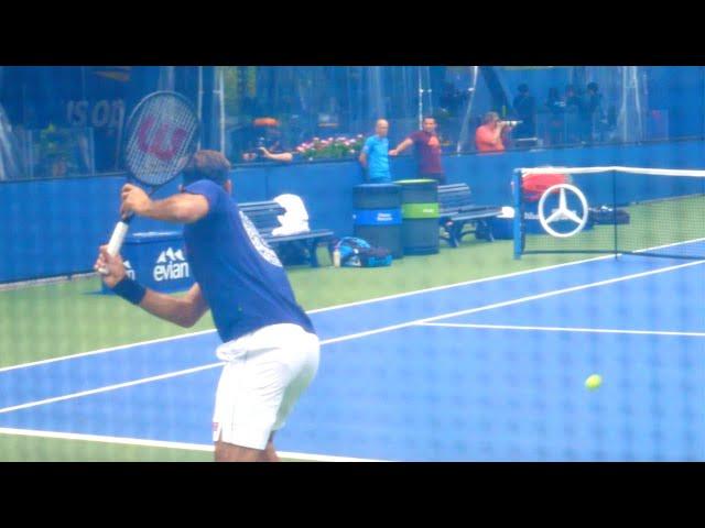 Roger Federer Backhand Slow Motion Court Level View - ATP One Handed Backhand Technique