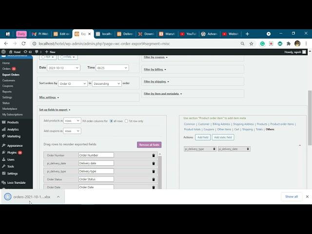 Exporting custom meta data from woocommerce order using Advanced Order Export For WooCommerce
