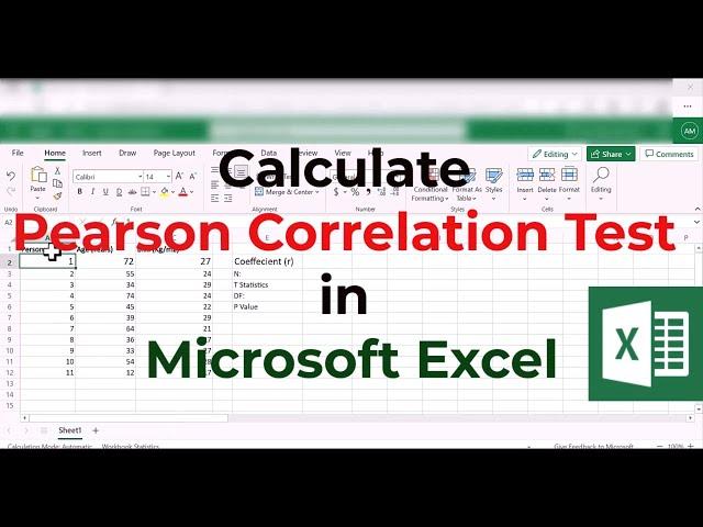 How To Calculate  Pearson Correlation Test In Microsoft Excel | Perform Pearson correlation in exce