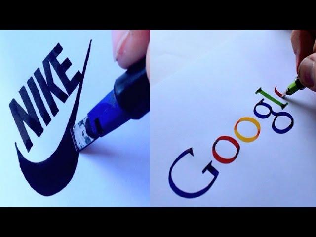 AMAZING CALLIGRAPHY DRAWINGS - FAMOUS BRANDS LOGOS