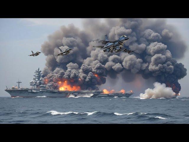 Horrifying moment, Ukrainian F-16 destroys Russian aircraft carrier containing 150 secret jets