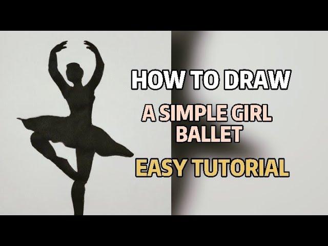 How to draw a Simple SHADOW BALLET GIRL + Steps by Step easy Drawing