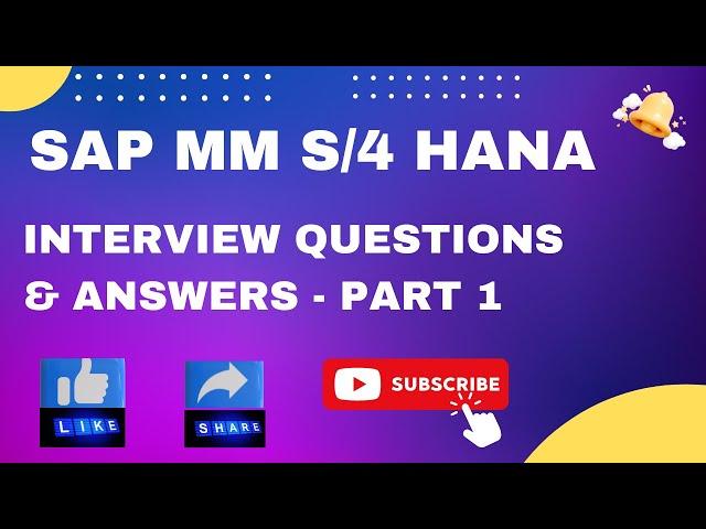 SAP MM S/4 HANA Interview questions & Answers