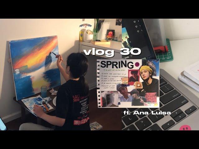 a day in my life in quarantine; setting spring goals, painting, playing uno 
