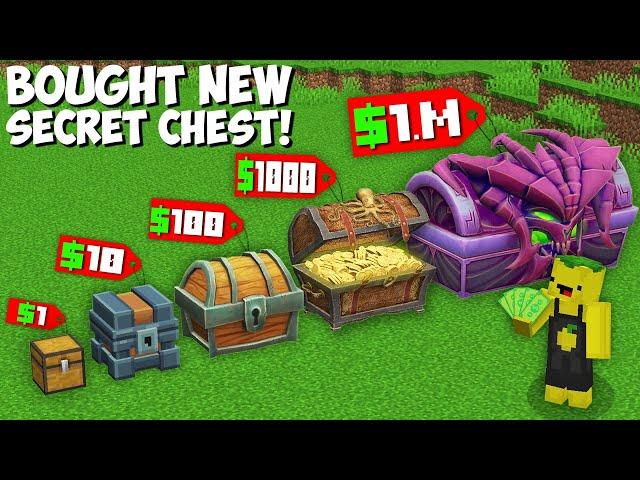 What if YOU BUY ALL SECRET CHEST in Minecraft ? $1 vs $10 vs $100 vs $1000 vs $1 M !