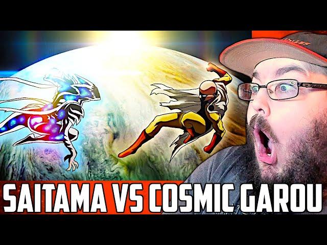 SAITAMA vs COSMIC GAROU | Full Fight Animated HD | One Punch Man FAN Animation REACTION!!!