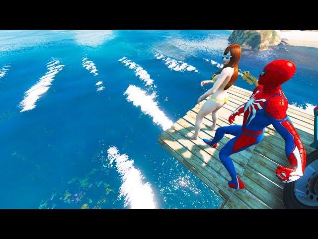 SPIDERMAN Jumps/Fails | GTA 5 Water Ragdolls #2 (Euphoria Physics | Funny Moments)