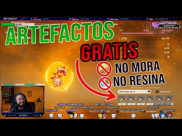 SUBE FÁCIL TUS ARTEFACTOS SIN GASTAR RESINA NI MORA, GUIA DE ARTEFACTOS GRATIS | GENSHIN IMPACT