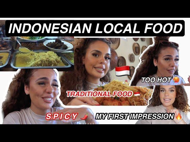 First time TRYING INDONESIAN LOCAL FOOD | European girl tries traditional Food| how does it taste?