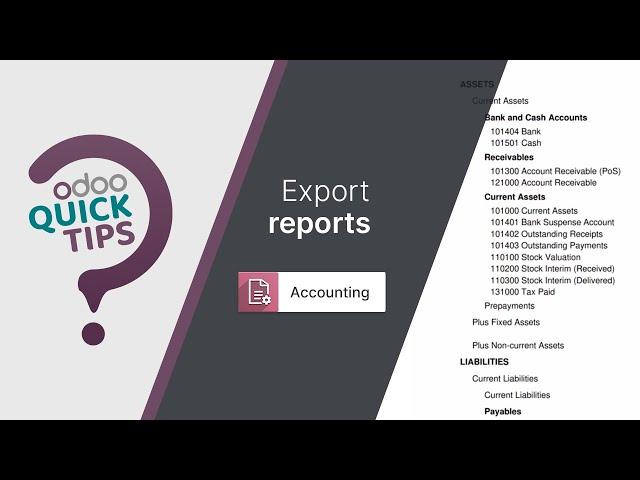 Odoo Quick Tips - Export reports [Accounting]