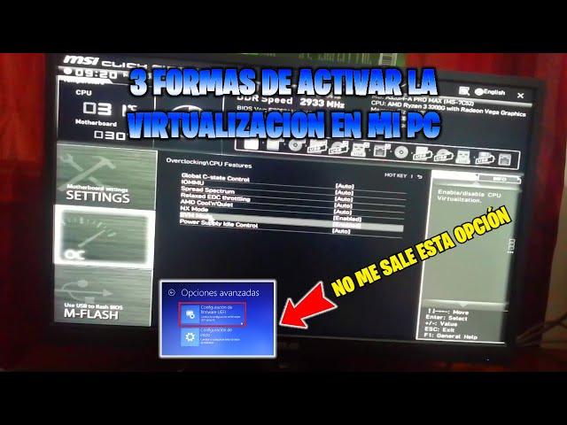 ACTIVAR LA VIRTUALIZACION en mi PC WINDOWS 10 (NO ME SALE la Opción Configuración de FIRMWARE UEFI)
