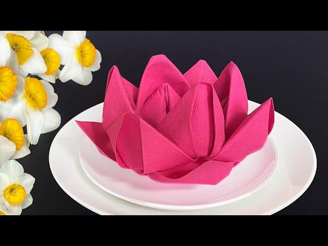 Napkin Lotus folding. Easy Napkin Flower