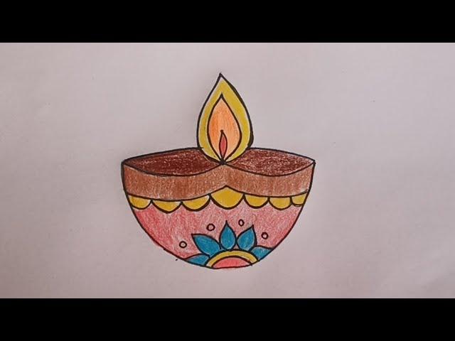 Diwali Diya drawing easy step for beginners@Aarav Drawing Creative