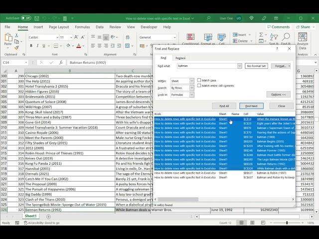 How to delete rows with specific text in Excel