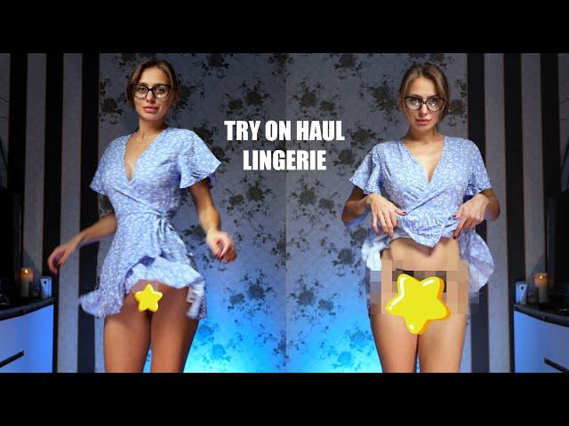 Try on Haul non Transparent Lingerie with Tina in a Dress