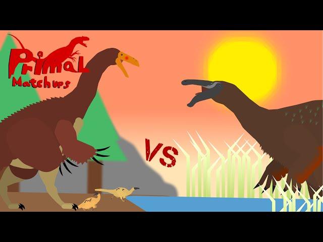 (STICKNODES) Animated Dinosaur fight - Therizinosaurus vs Deinocheirus