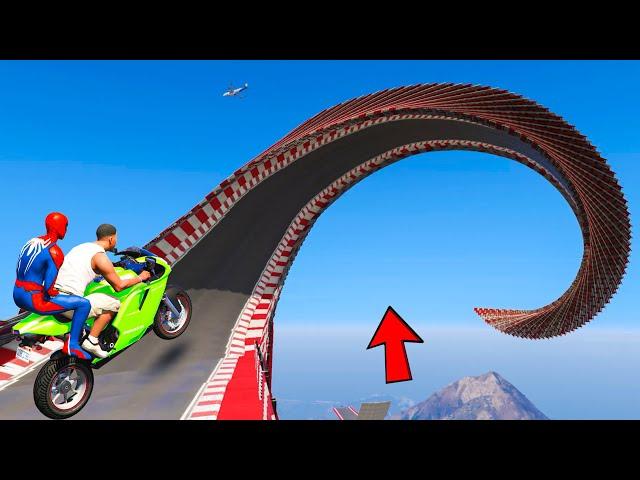 Spiderman aur Franklin ka Ring Zigzag se Stunt Race in GTA 5