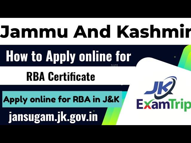 How to Apply online for RBA Certificate | J&K | jansugam.gov.in | Apply online for RBA