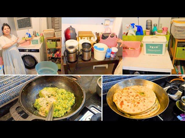 How I Organize My Laundry & Dry Area in Functional Way ️ Methi Aloo Paratha Recipe For Dinner