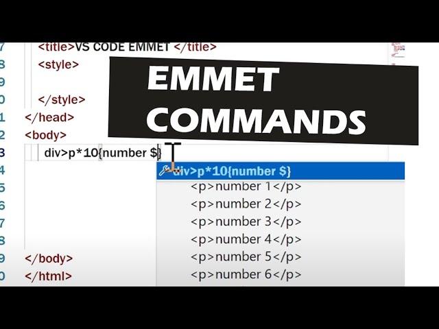 Visual Studio Code - HTML Emmet Commands