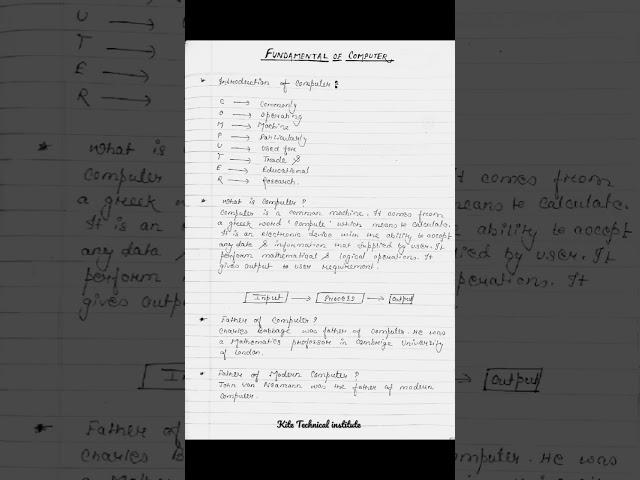 computer fundamentals notes #shorts #computernotes