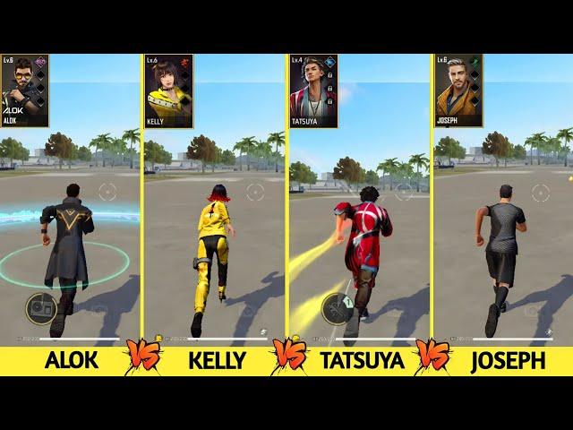 ALOK VS KELLY VS TATSUYA VS JOSEPH SPEED ABILITY TEST FREE FIRE