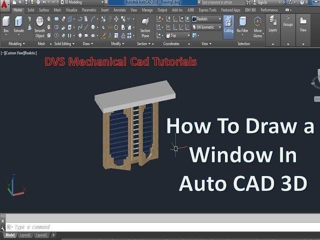 How To  Draw a window in autocad 3d|| Auto cad || 3D Windows ||