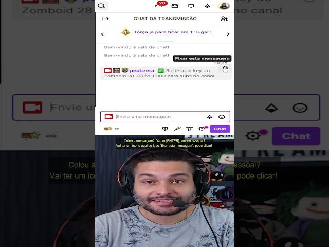 Como fixar mensagem no CHAT da TWITCH para recados e avisos na STREAM