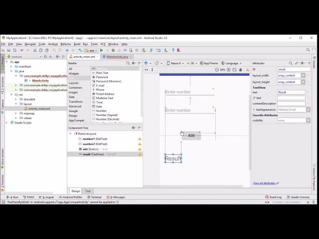 Adding two numbers in android studio