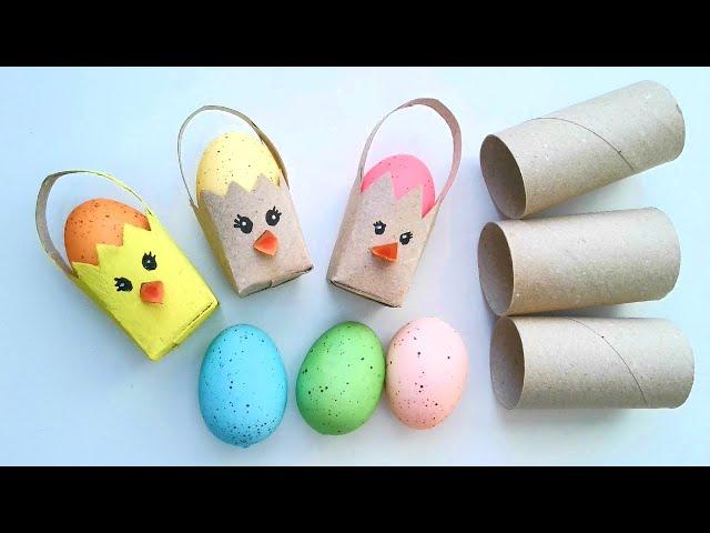 How to Make Super Easy EGG BASKETS - Easter Toilet Paper Roll Crafts / Smart Recycling DIY Ideas