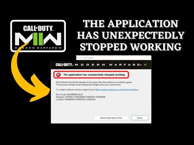 Modern Warfare 2 The application has unexpectedly stopped working